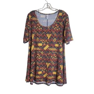 Lularoe scoop neck colorful print short sleeve the perfect tee size large